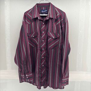 Vintage Wrangler 90s Y2K Pearl Snap Long Sleeve Striped Long Tails XL Shirt